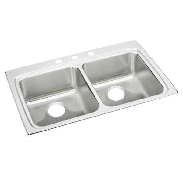 Lustertone Stainless Steel 33 X 22 X 4 Equal Double Bowl Top Mount Ada Sink